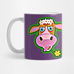 Cute Cow with Bohemian Flower Crown Mug